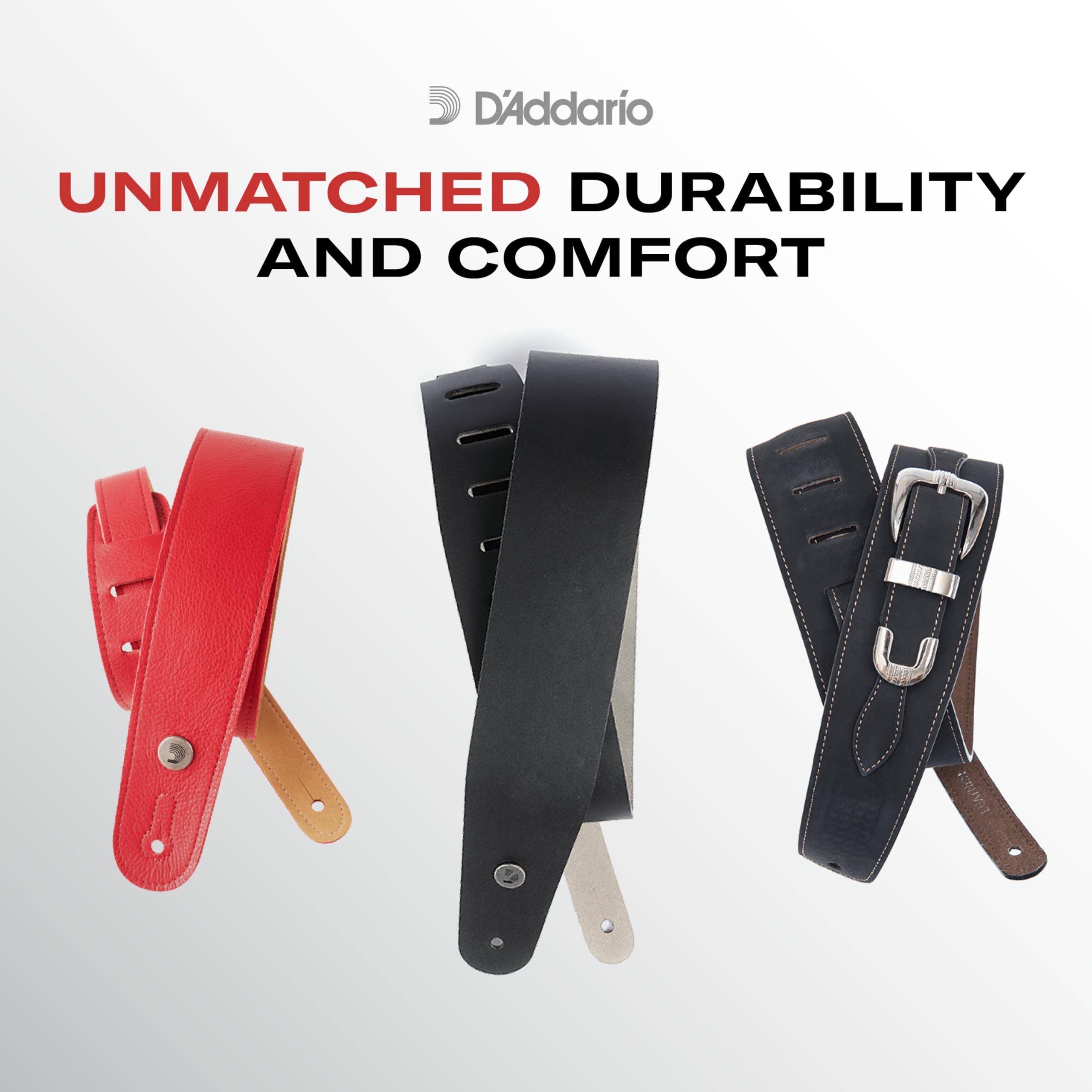 D'Addario Accessories Planet Waves L25W1411 2.5-Inch Leather Guitar Strap, Paisley Window - Black with White - Image 3