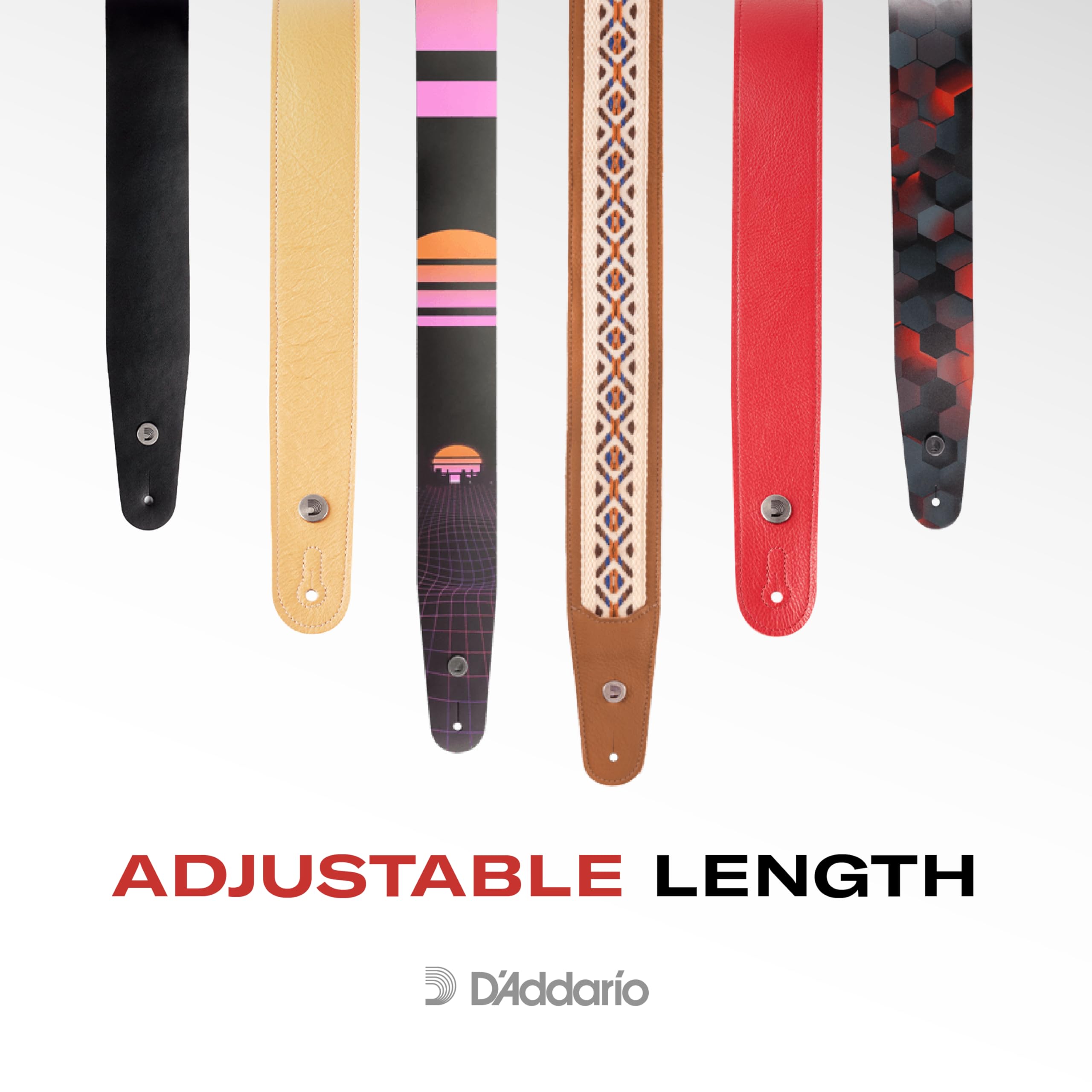 D'Addario Accessories Planet Waves L25W1411 2.5-Inch Leather Guitar Strap, Paisley Window - Black with White - Image 5