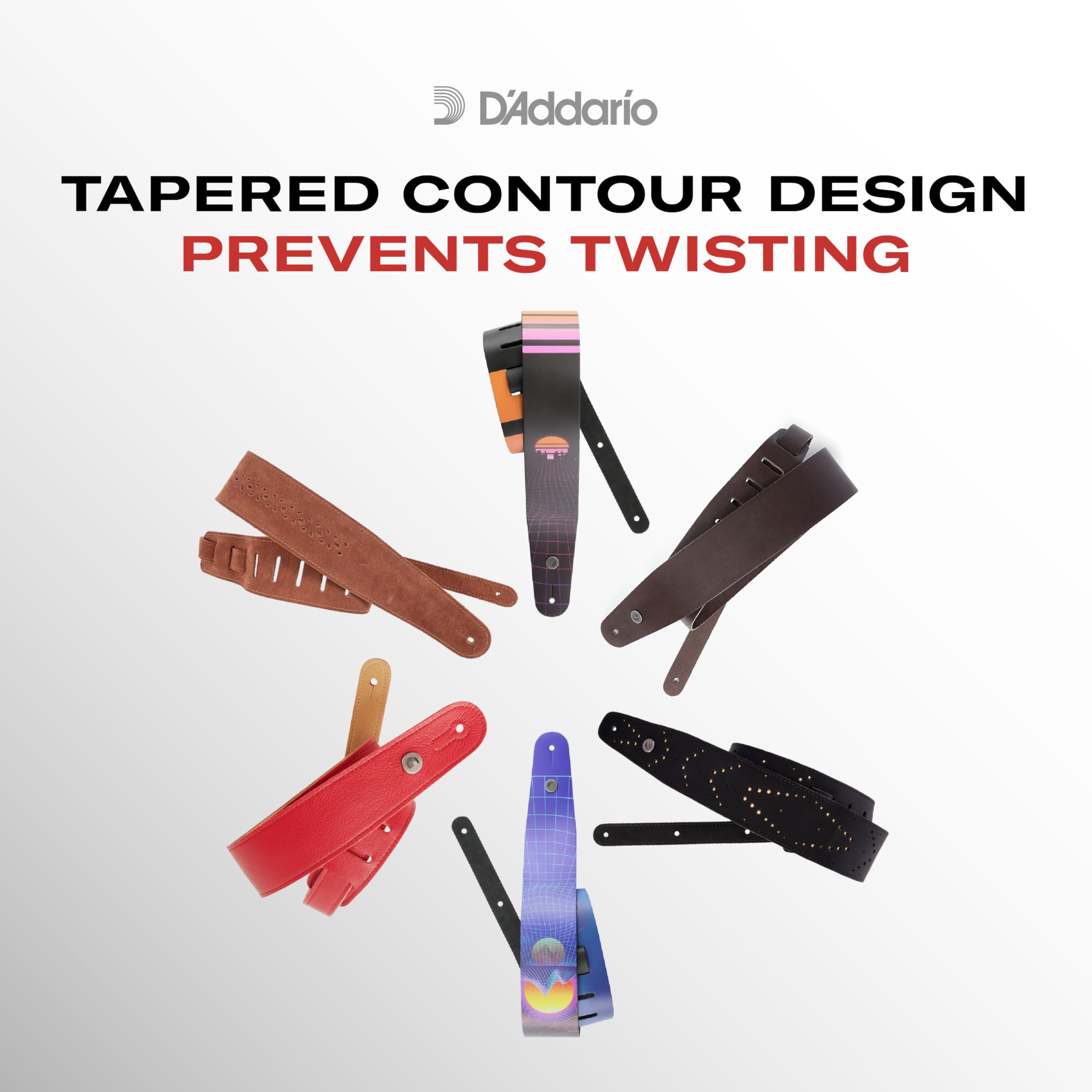 D'Addario Accessories Planet Waves L25W1411 2.5-Inch Leather Guitar Strap, Paisley Window - Black with White - Image 6