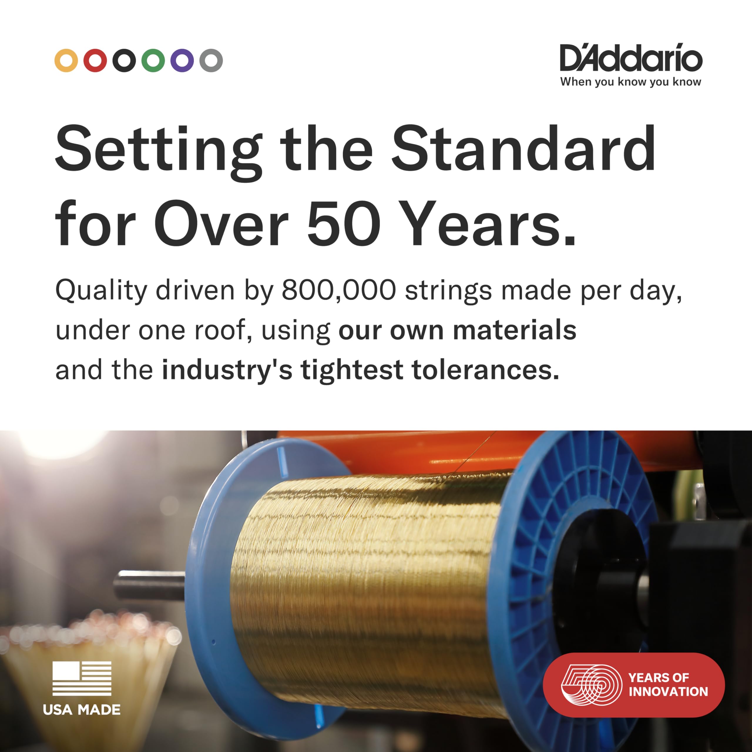 D'Addario Acoustic Guitar Strings, Phosphor Bronze, EJ16-5P, Light Gauge 12-53, 6-String Set, Pack of 5 - Image 5