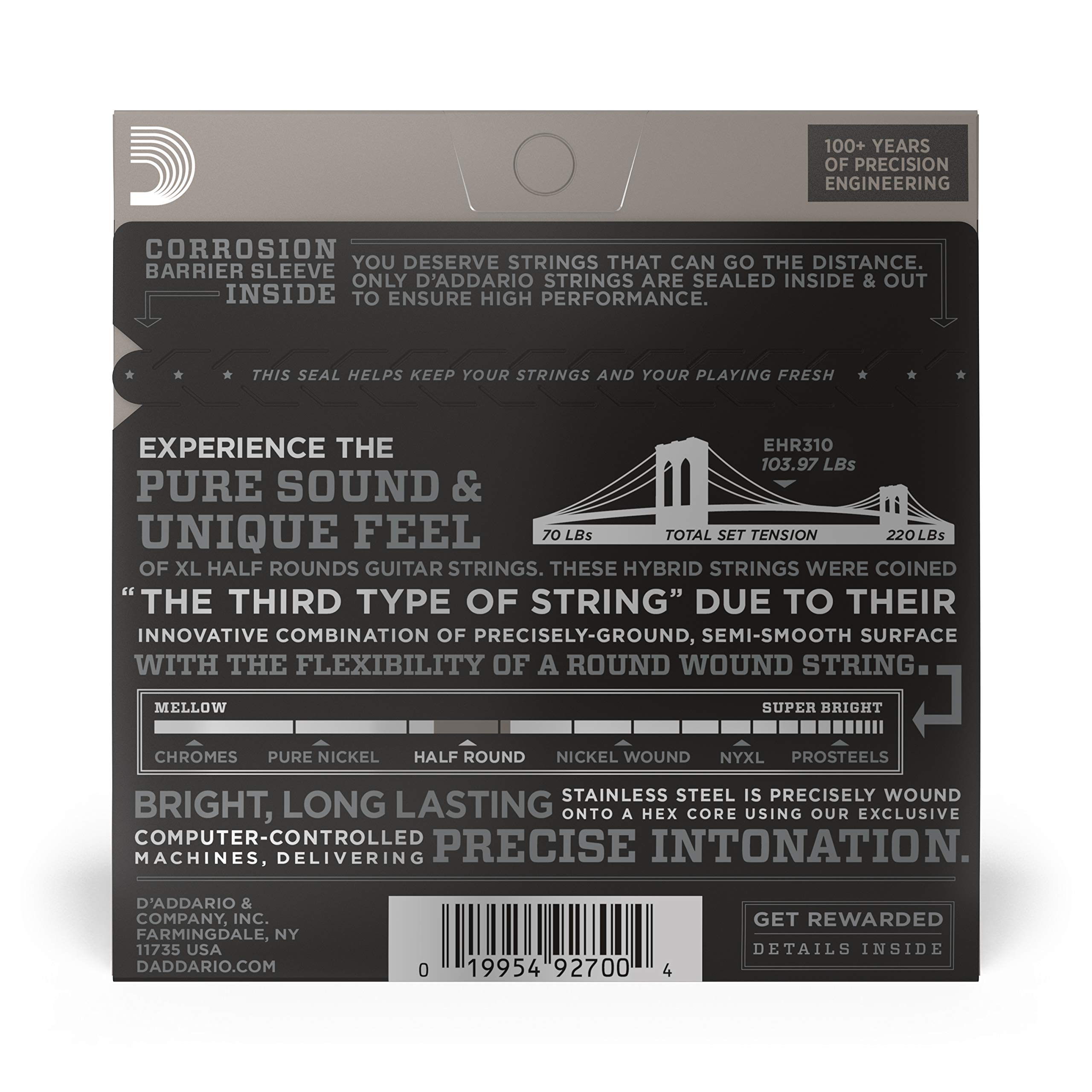 D'Addario EHR310 Half Round Electric Guitar Strings, Regular Light, 10-46 - Image 3