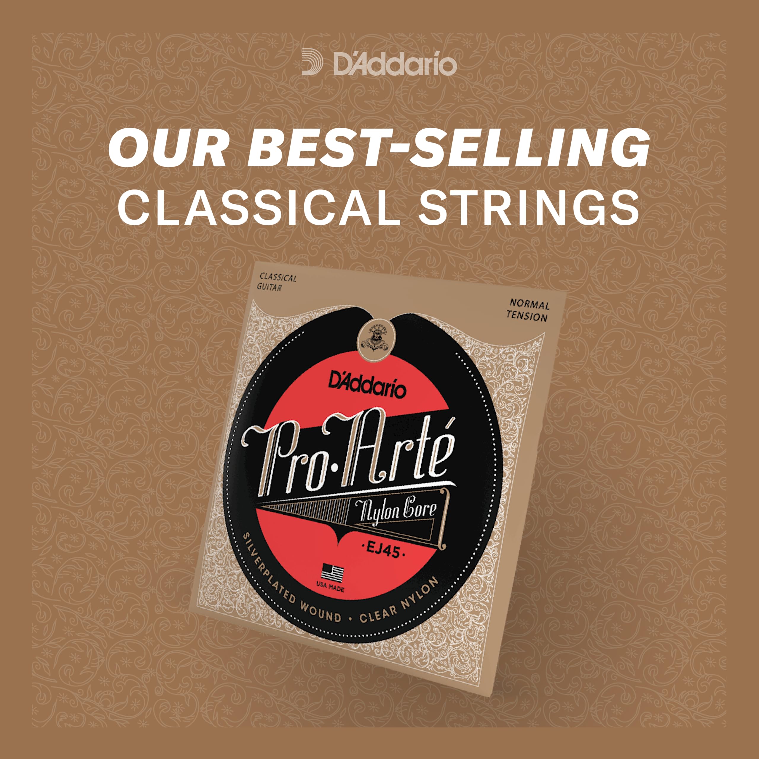 D'Addario Guitar Strings - Pro-Arte Classical Guitar Strings - EJ49 - Nylon Guitar Strings - Silver Plated Wound, Black Nylon Core - Normal Tension - Image 4